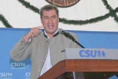 Dr. Markus Söder, Politischer Frühschoppen der CSU am Aubinger Herbstfest an der Balantwiese in München-Aubing 2023