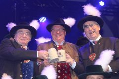 Fritz Wepper, Helmut Schleich, Theo Waigel (von li. nach re.), Filserball am Nockherberg in München 2020