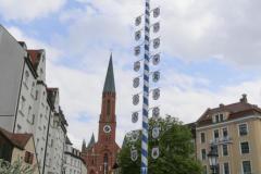 Haidhausen hat wieder einen Maibaum. Maibaumaufstellen am Wiener Platz in München 2023