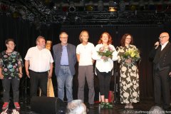 Melanie Arzenheimer, Harald Grill, Wolfgang Oppler, Eisi Gulp, Luise Kinseher,  Michaela karl, Jürgen Kirner (von li. nach re.), Verleihung der Poetentaler im Wirtshaus im Schlachthof 2022