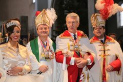 Désireé I, Rainer Maria Schiessler, Günter Malescha, Manuel Di Nardo (von li. nach re.), Erste Schunkelmesse mit Pfarrer Schiessler in St. Maximilian in München 2020