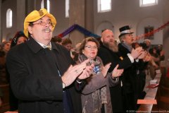 Gerhard Kirchner (li.), Erste Schunkelmesse mit Pfarrer Schiessler in St. Maximilian in München 2020