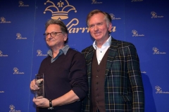 Günter Grünwald (li.), Christian Springer (re.), Sigi Sommer Taler für Günter Grünwald im Wirtshaus zum Schlachthof in München 2017