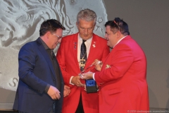 Helmut Schleich, Günter Malescha, Günther Grauer (von li. nach re.), Sigi Sommer Taler  Kunstpreis an Helmut Schleich im Wirtshaus im Schlachthof in München 2018