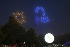 Drohnen Show am Sommer Tollwood im Olympiapark in München 2023