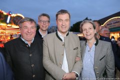 Lorenz Stiftl, Markus Blume, Dr. Markus Söder, Christine Stiftl (von li. nach re.), CSU Veranstaltung auf der Truderinger Festwoche 2022